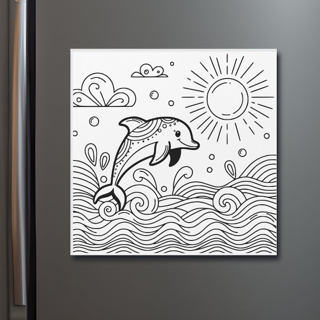Dolphin in the Waves | Kid's Coloring Page (Creator Uploaded)