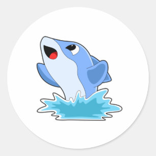 Dolphin in Water Classic Round Sticker