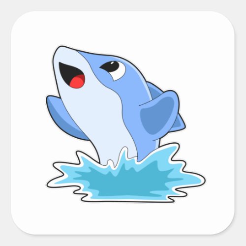 Dolphin in Water Square Sticker