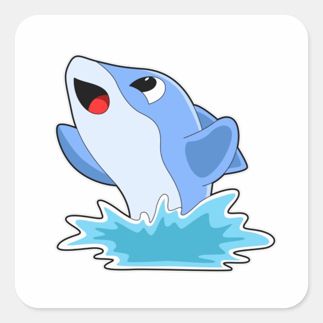 Dolphin in Water Square Sticker (Front)