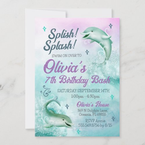 Dolphin Invitation Dolphin Birthday Invitation