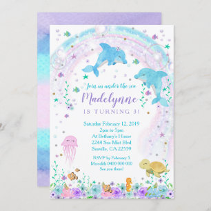 Dolphin Invitation, Dolphin Under the Sea Invite