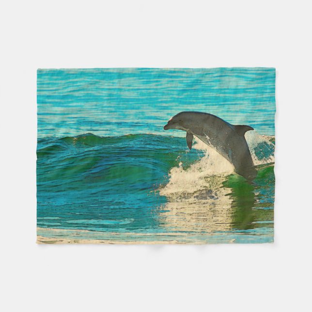 Dolphin is My Spirit Animal Fleece Blanket (Front (Horizontal))