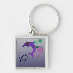 Dolphin Island Blue, Purple, Fushia, and Aquamarin Keychain