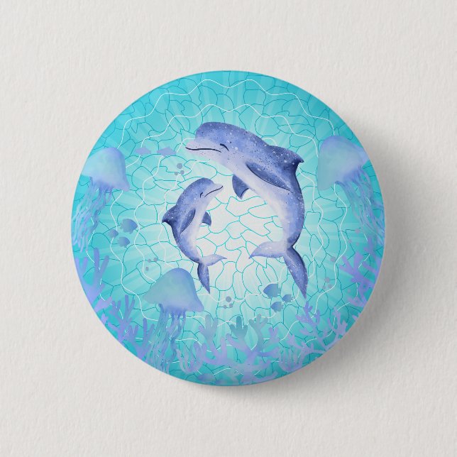 Dolphin, Jellyfish Button (Front)