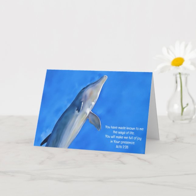 Dolphin Joy Bible Verse Art Note Card (Small Plant)