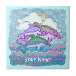 Dolphin Joy Ceramic Tile