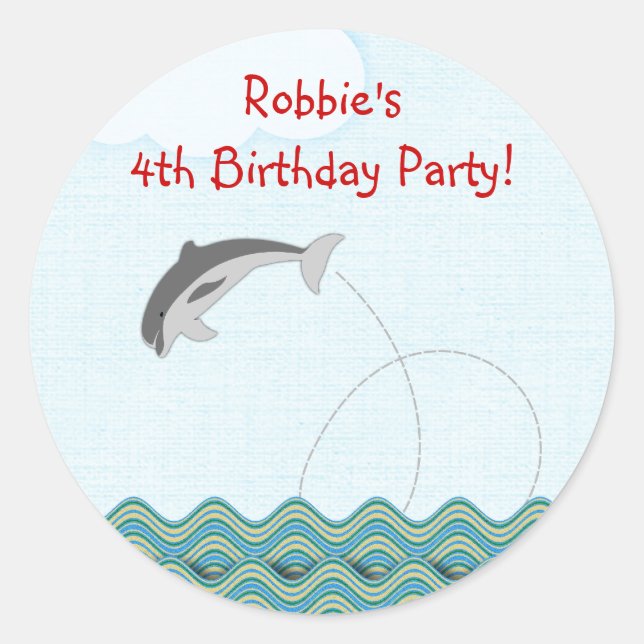Dolphin Jumping For Joy Personalized Classic Round Sticker (Front)