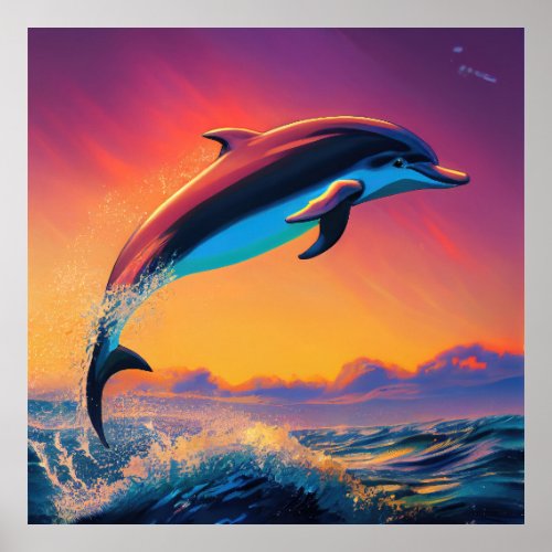 dolphin jumping out of the water poster