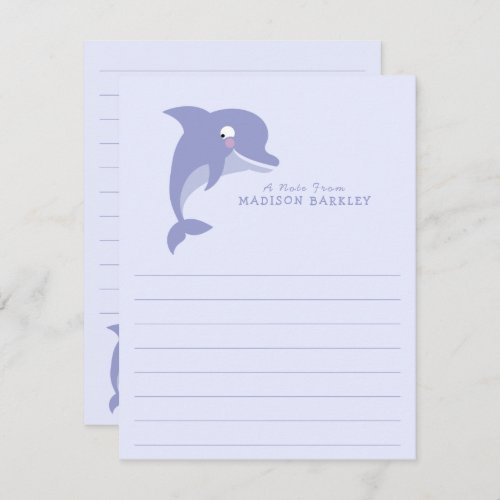 Dolphin Kids Cute Flat Stationary Cards