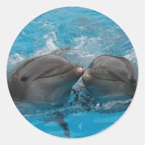 Dolphin Kiss Classic Round Sticker