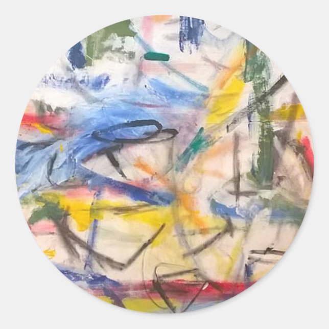 Dolphin Lagoon Abstract Jeff Hankamer Artjunkhaus  Classic Round Sticker (Front)