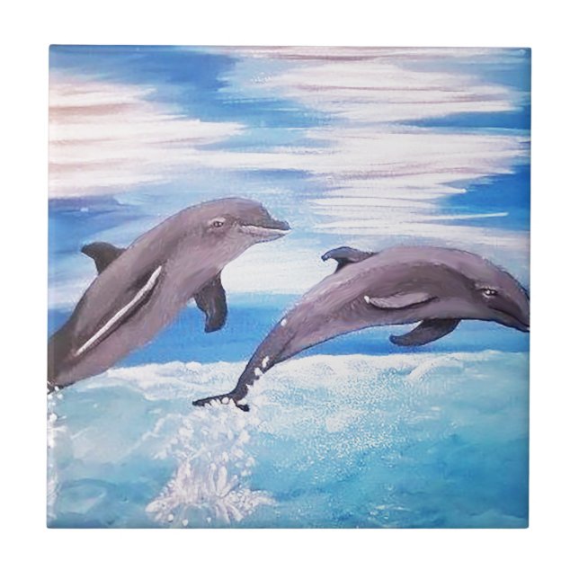 Dolphin Leap Ceramic Tile (Front)