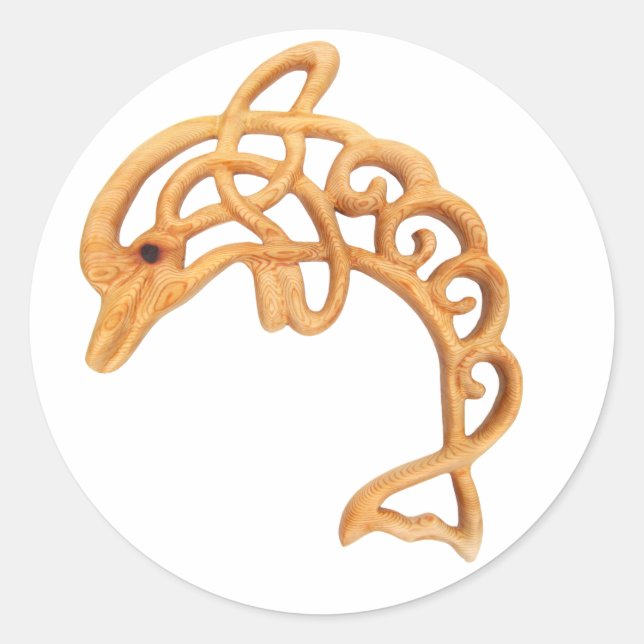 Dolphin Leaping Celtic Knot Classic Round Sticker (Front)