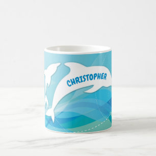 Dolphin Leaping in Ocean Personalized Coffee Mug