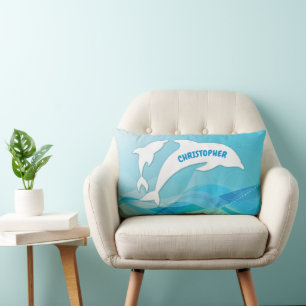 Dolphin Leaping in Ocean Personalized Lumbar Pillow
