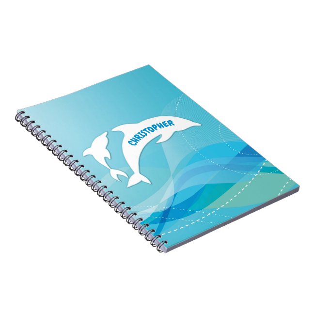 Dolphin Leaping in Ocean Personalized Notebook (Right Side)