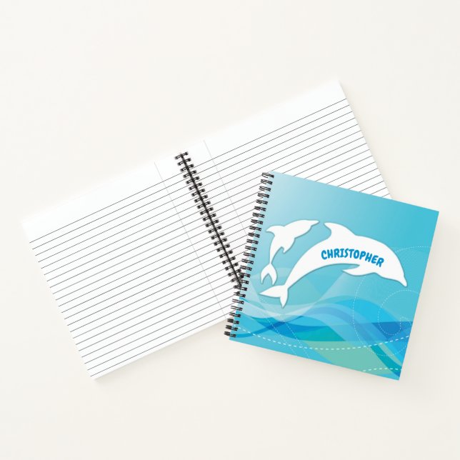 Dolphin Leaping in Ocean Personalized Notebook (Inside)