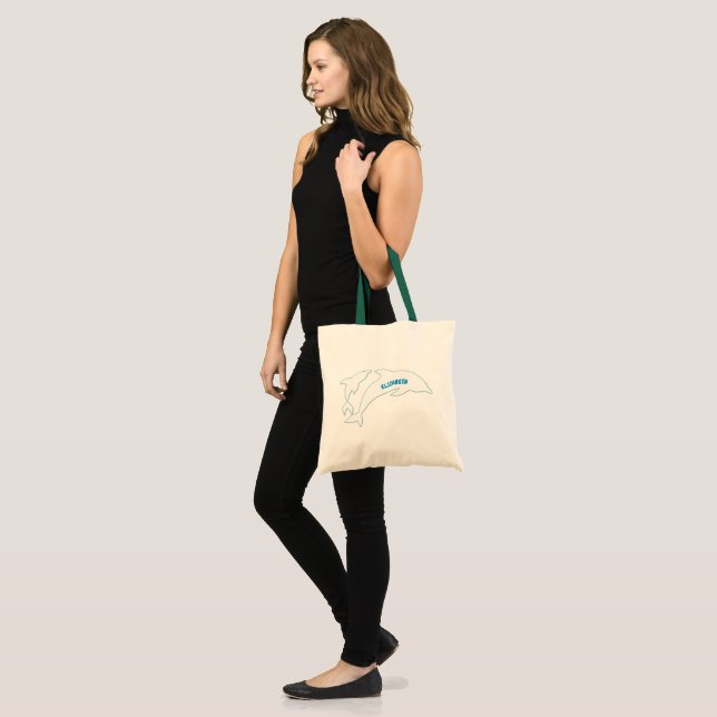 Dolphin Leaping in Ocean Personalized Tote Bag (Front (Model))
