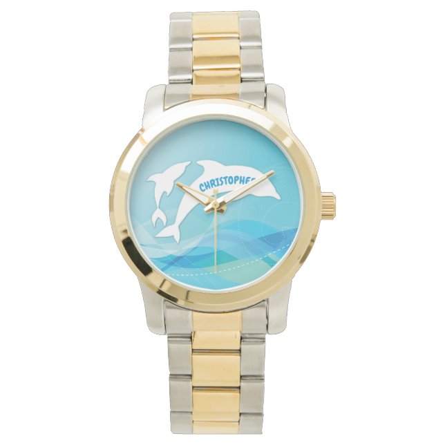 Dolphin Leaping in Ocean Personalized Watch (Front)