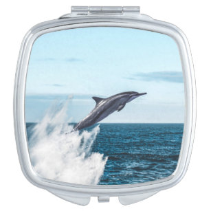 Dolphin leaping out of the ocean compact mirror