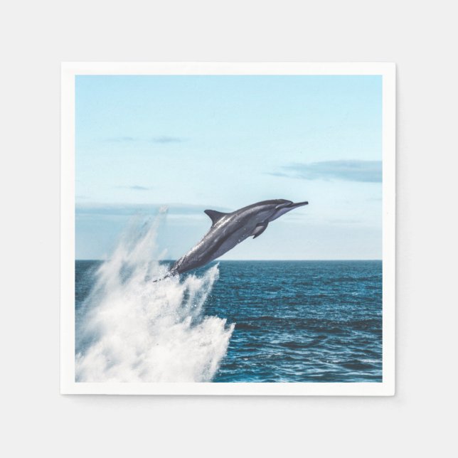 Dolphin leaping out of the ocean napkins (Front)