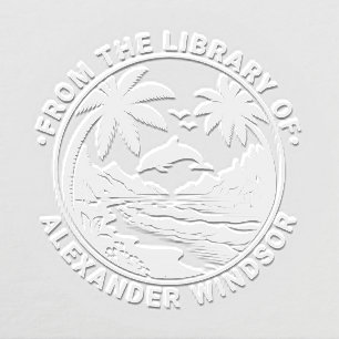 Dolphin Leaping Over Water Beach Library Book Nam Embosser