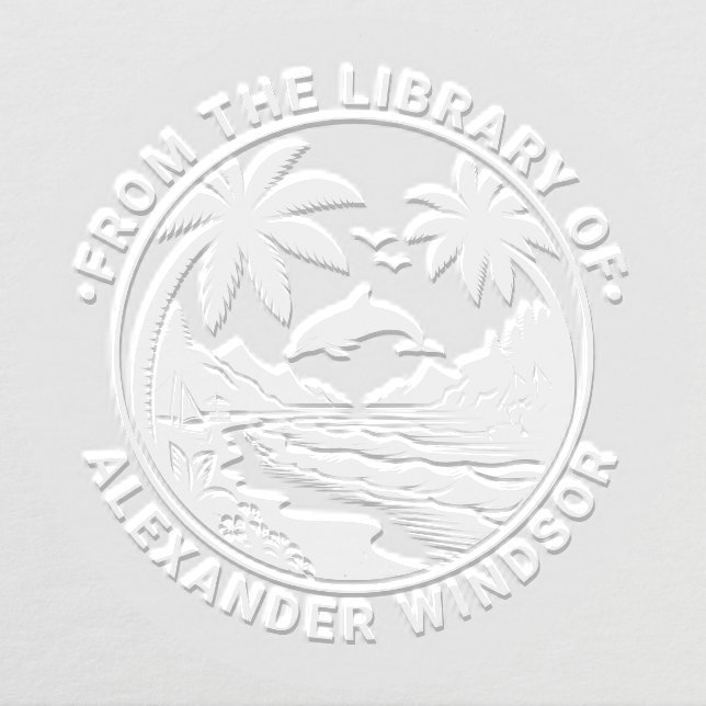 Dolphin Leaping Over Water Beach Library Book Nam Embosser (Design)