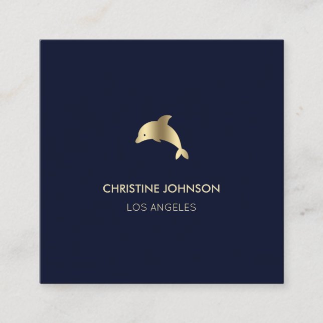dolphin logo square business card (Front)