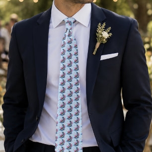 Dolphin Lotus Flowers Cherry Blossoms Neck Tie