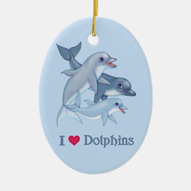 Dolphin Love Ceramic Ornament (Front)