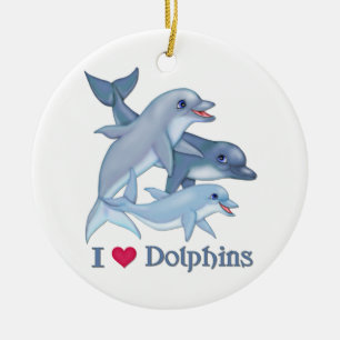 Dolphin Love Ceramic Ornament