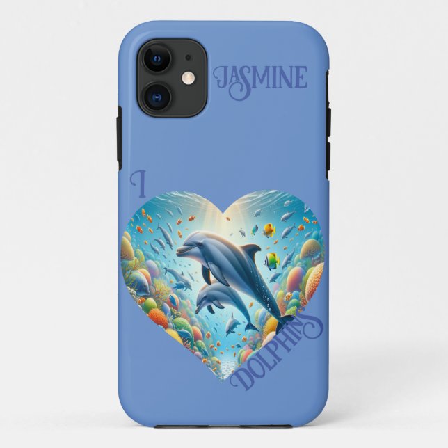 Dolphin Love Customizable Case-Mate iPhone Case (Back)