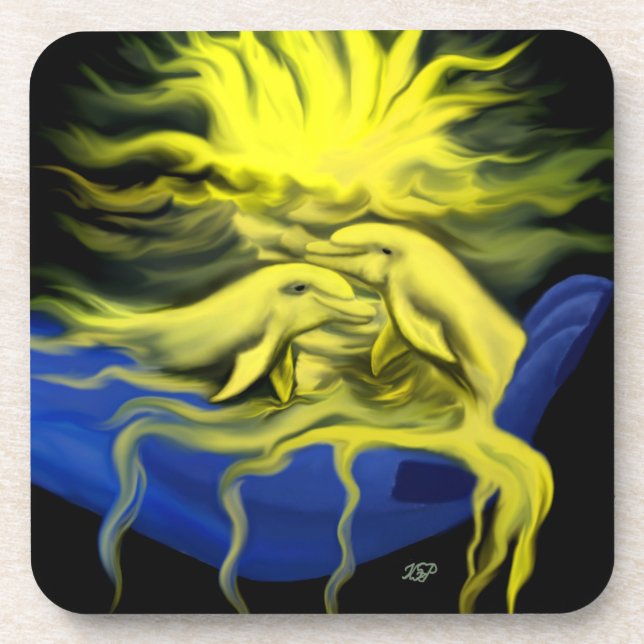 Dolphin Love Drink Coaster (Front)