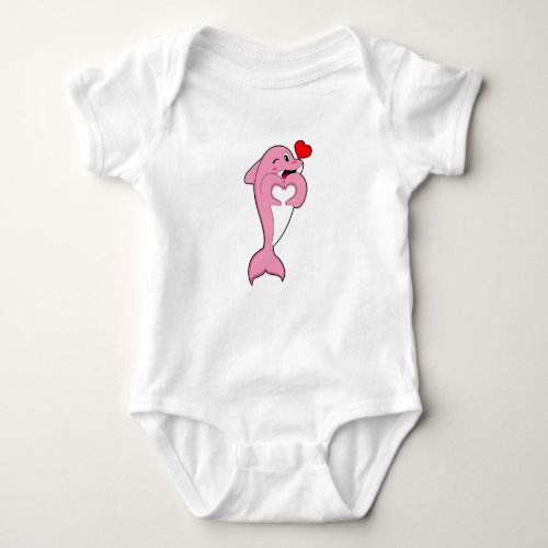 Dolphin Love Heart Baby Bodysuit