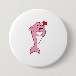 Dolphin Love Heart Button