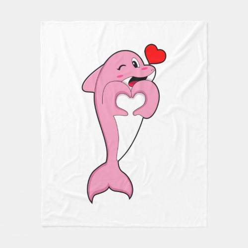 Dolphin Love Heart Fleece Blanket