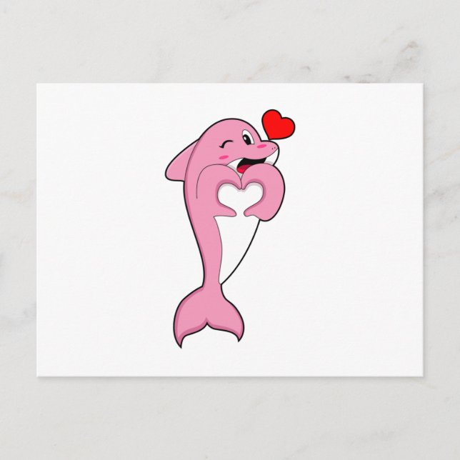 Dolphin Love Heart Postcard (Front)