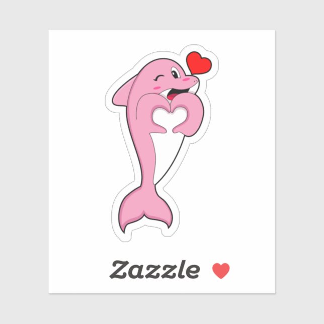 Dolphin Love Heart Sticker (Sheet)