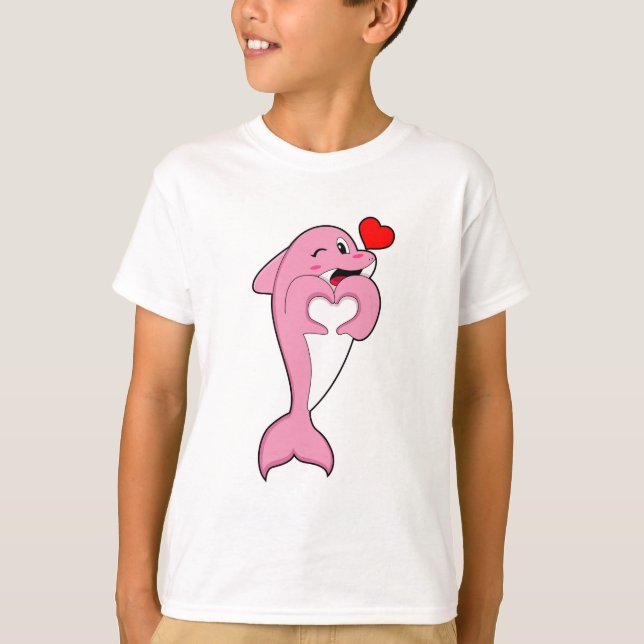 Dolphin Love Heart T-Shirt (Front)