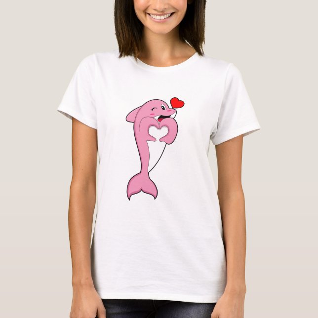Dolphin Love Heart T-Shirt (Front)