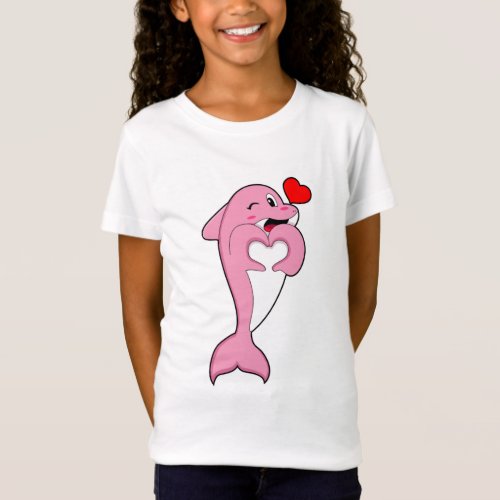 Dolphin Love Heart T_Shirt