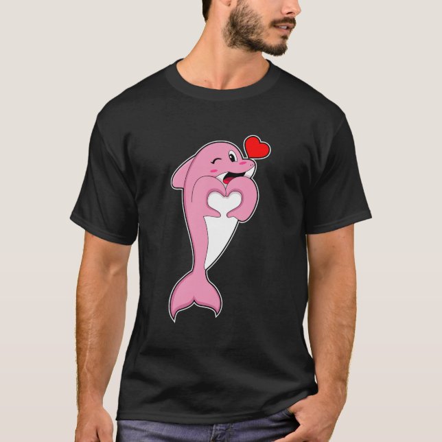 Dolphin Love Heart T-Shirt (Front)