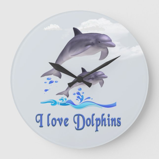 Dolphin Love Large Clock (Front)