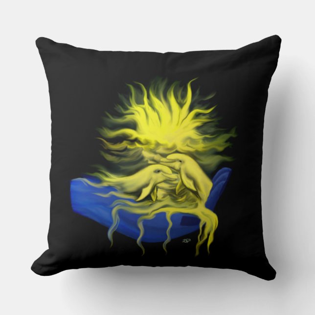 Dolphin Love Throw Pillow (Front)