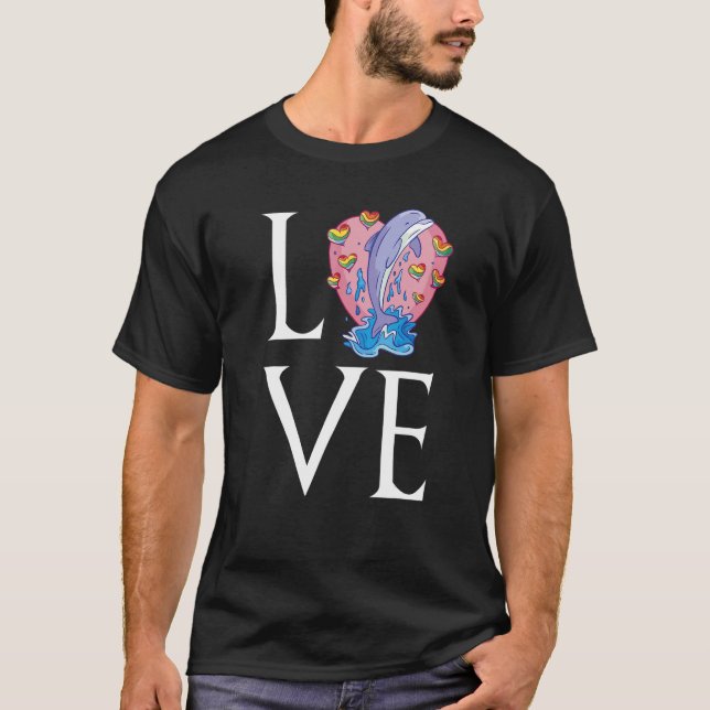 Dolphin Love Whale Cute Dolphins Underwater world  T-Shirt (Front)
