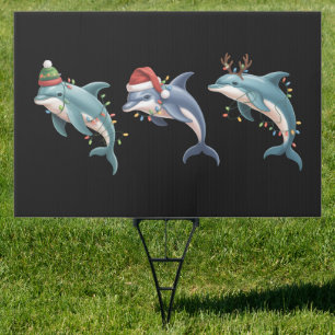 Dolphin Lover Christmas Santa Hat Xmas Sign