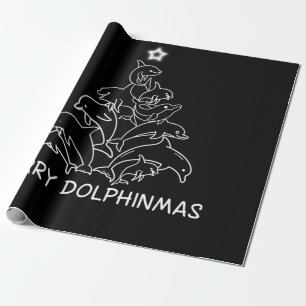 Dolphin Lover Gift Dolphin Merry Christmas Tree Wrapping Paper