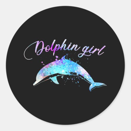 Dolphin Lover Gift Galaxy Dolphin Girl Classic Round Sticker