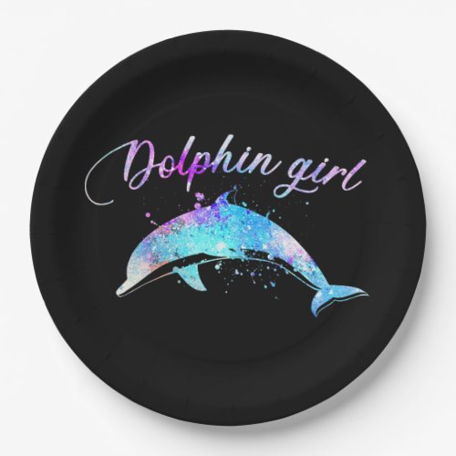 Dolphin Lover Gift Galaxy Dolphin Girl Paper Plates